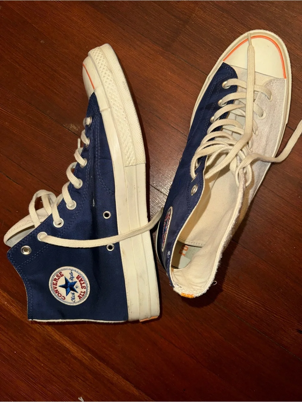 Converse High Top Sneakers in Navy and White - Picture 10 of 14